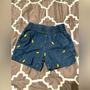 Girls Hanna Andersson Denim Shorts Embroidered Summer Size 8 130 cm EUC